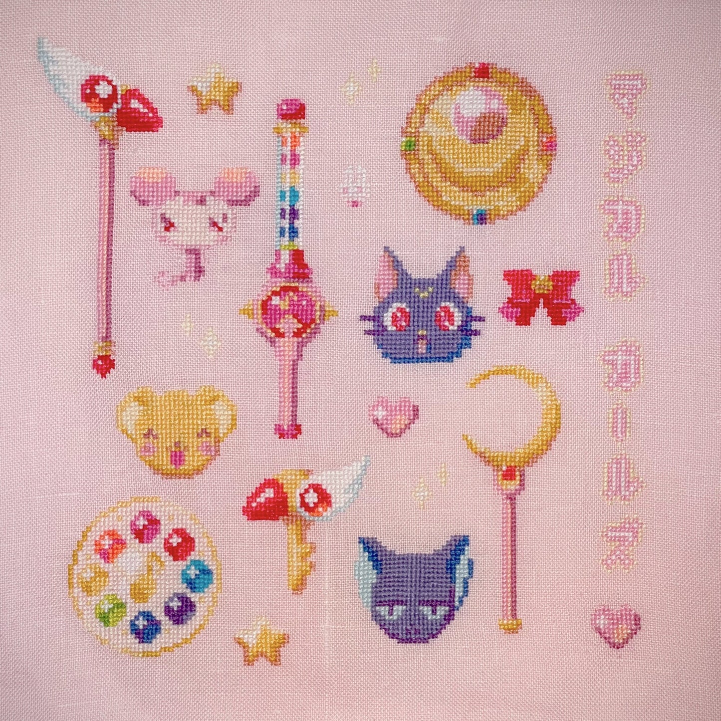 Modèle de point de croix Magical Girls - Sailor Moon, Sakura et Doremi