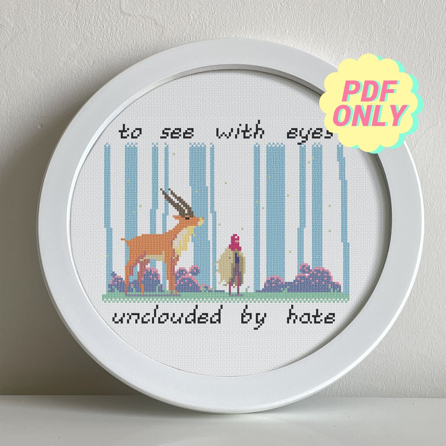 Studio Ghibli cross stitch pattern - Princess Mononoke