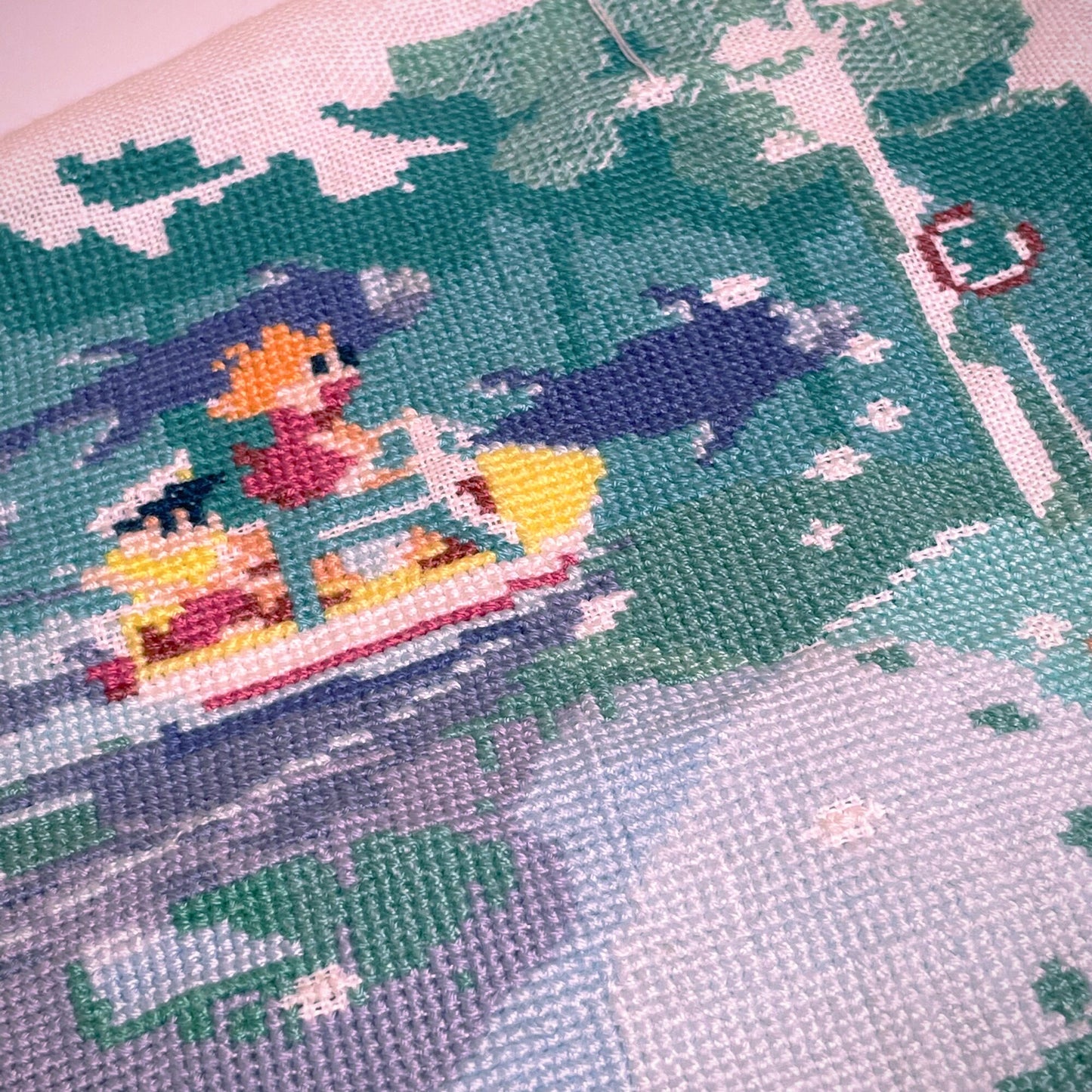 Studio Ghibli cross stitch pattern - Sosuke and Ponyo